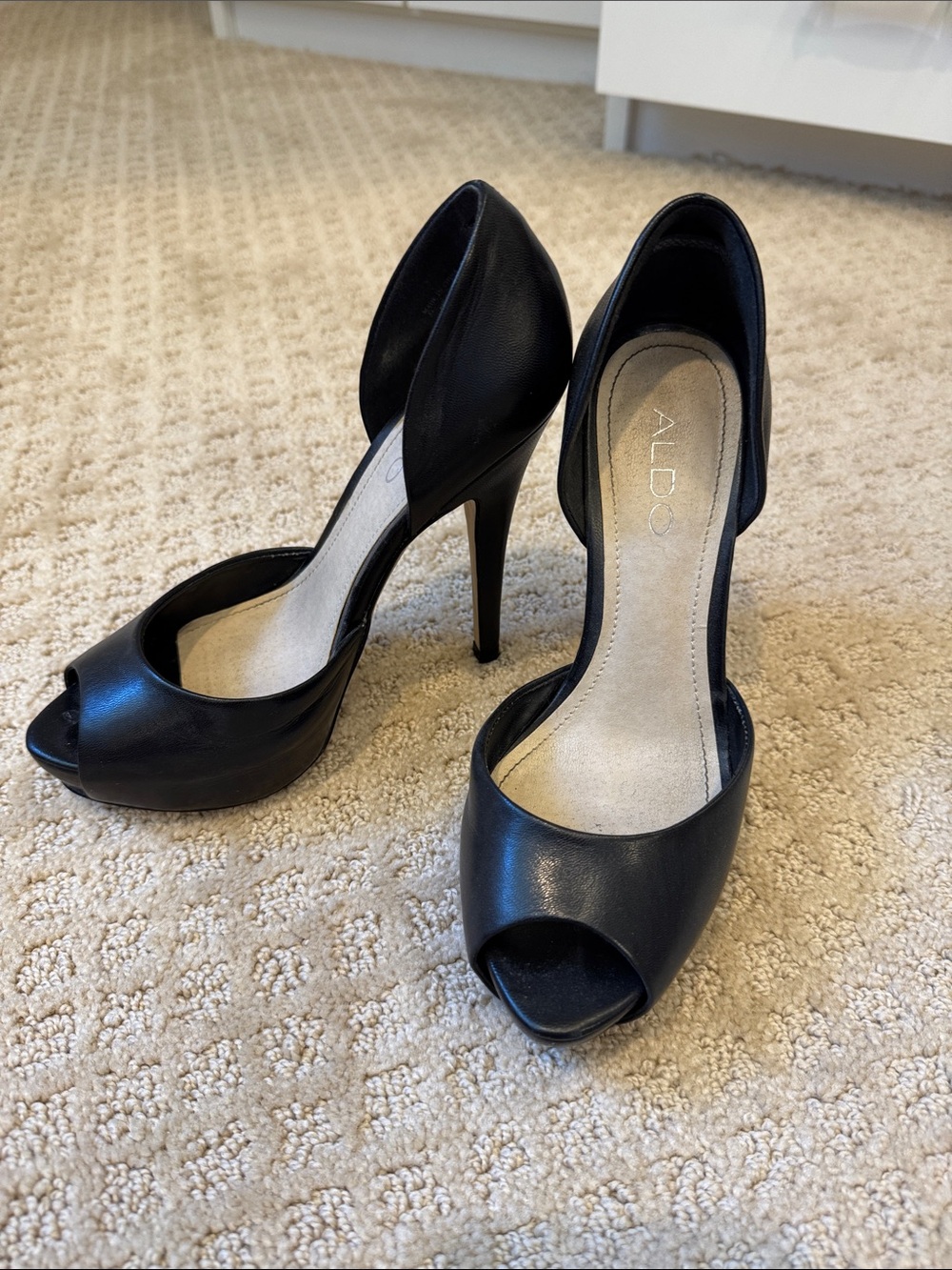 Aldo Black Open-Toe D'Orsay Stiletto Heels